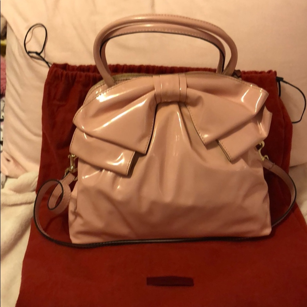 Valentino Lacca Bow Dome Satchel in Pink